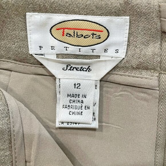 EUC Vintage Wool Split Front Pencil Skirt Light Taupe Talbots Medium - Picture 5 of 7